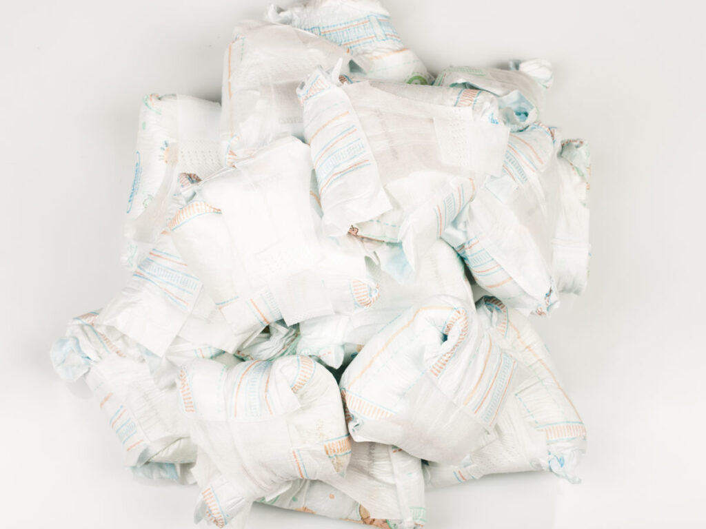 Baby diapers in a pile